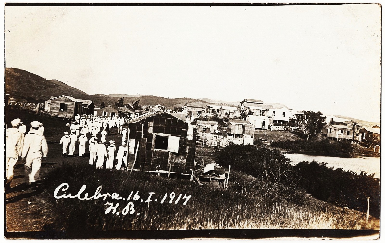 real photo Culebra Puerto Rico - U.S. Navy Sailors antique postcard RPPC