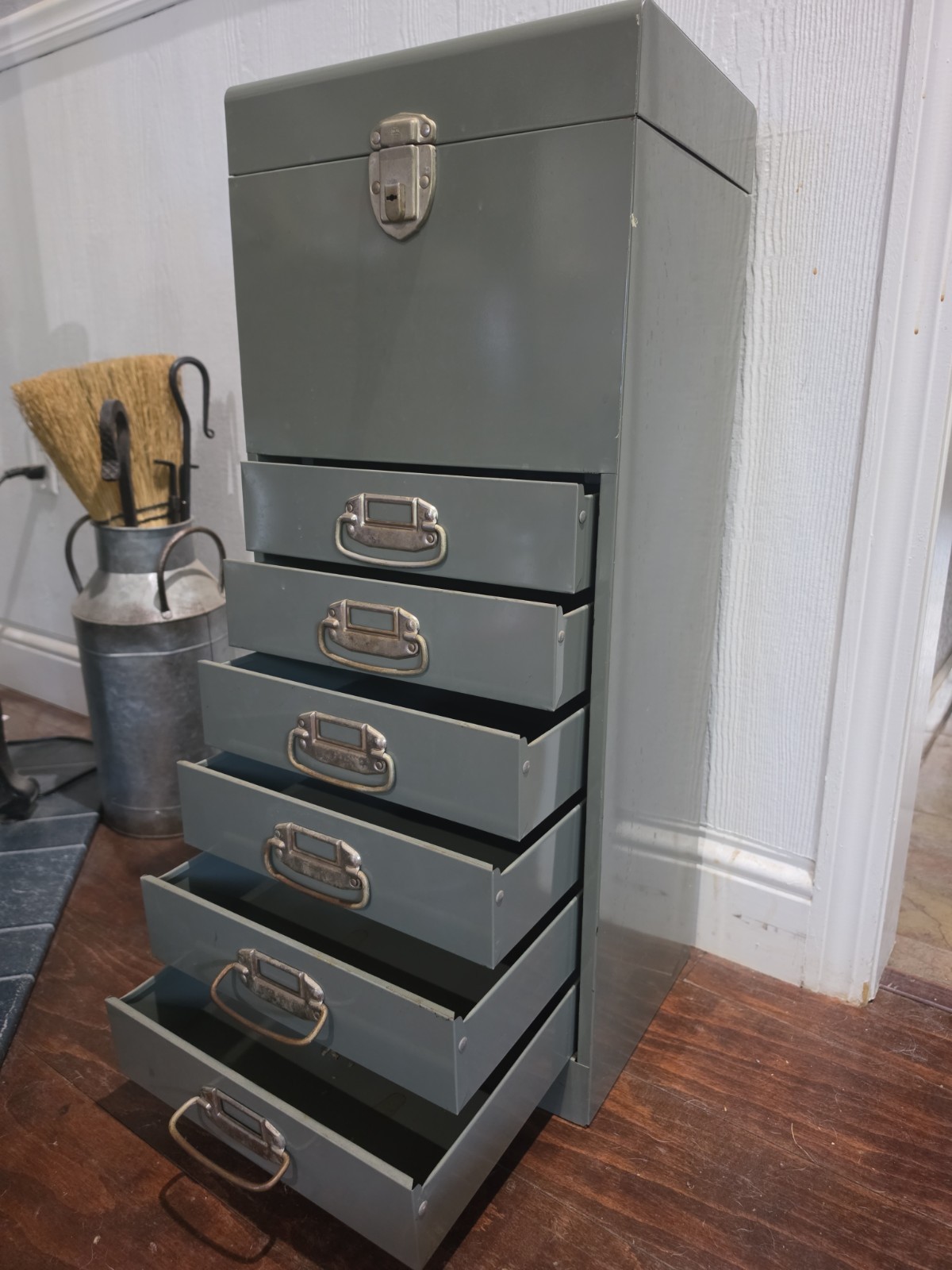 Vintage Acorn 6 Drawer Metal File Cabinet 30 in. x 12.5 in. x 10 in.