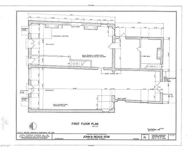 Photo:Petersburg VA 1900s John B Read's Row First Floor Plan HABS