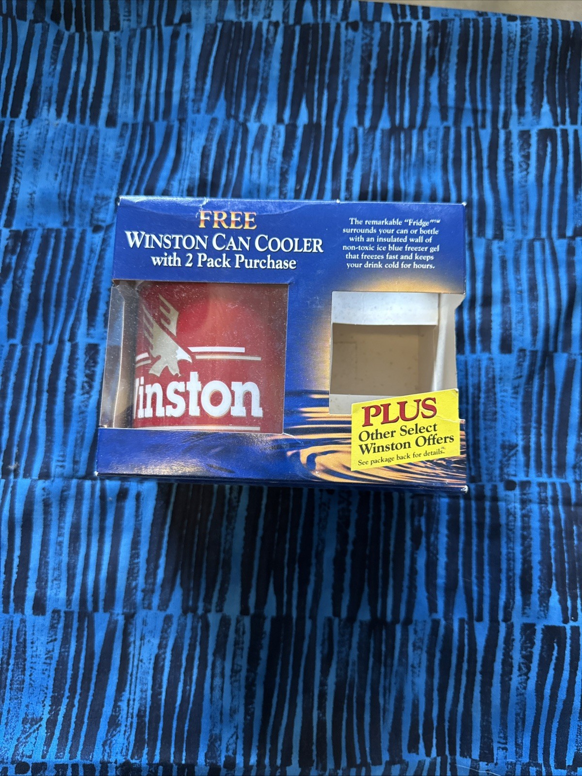 Vintage 1991 Winston Drink Refrigerator Can Koozie Freezable Cooler Gel Ice