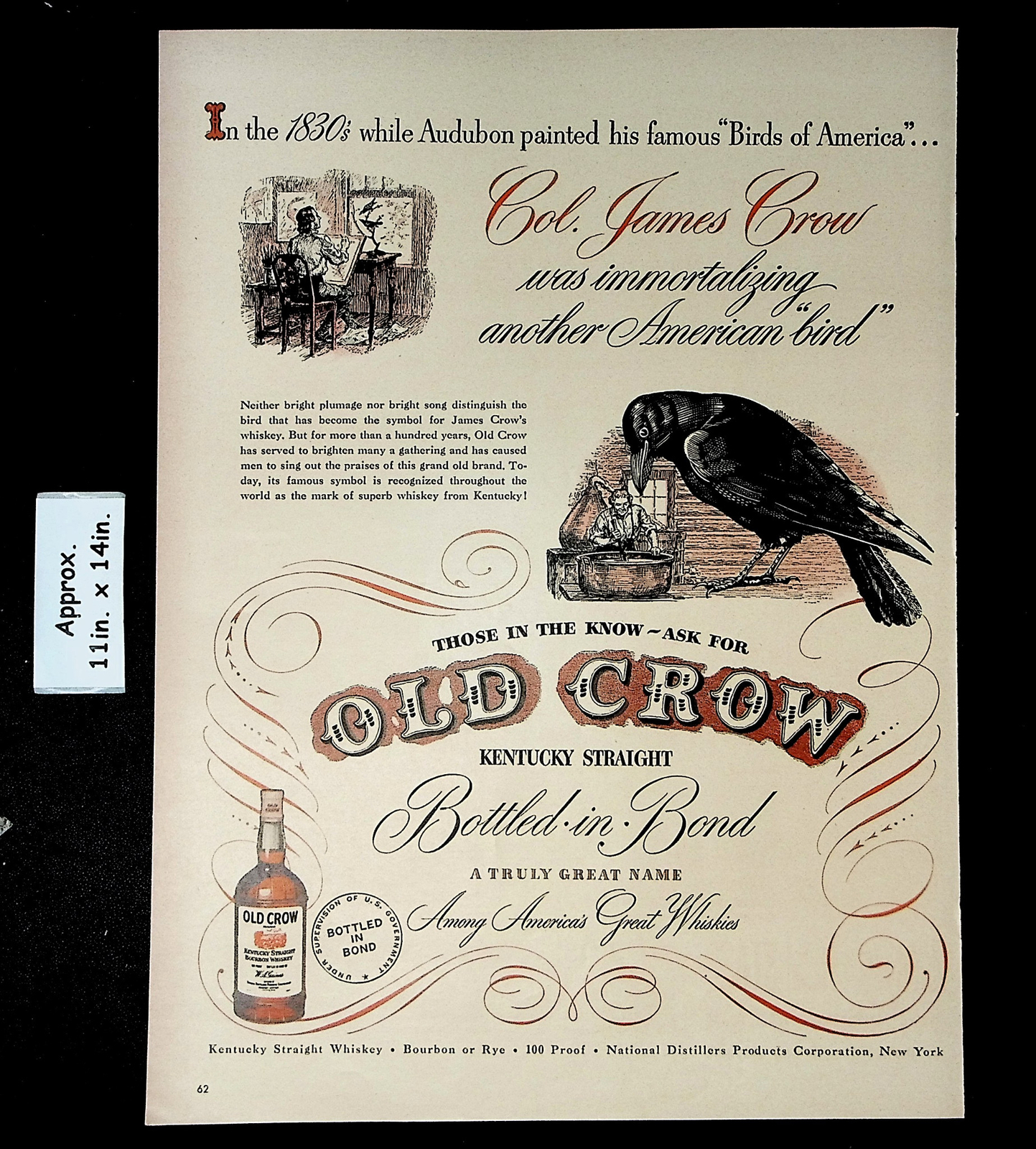 1948 OLD CROW Col. James Crow immortalizing an American 