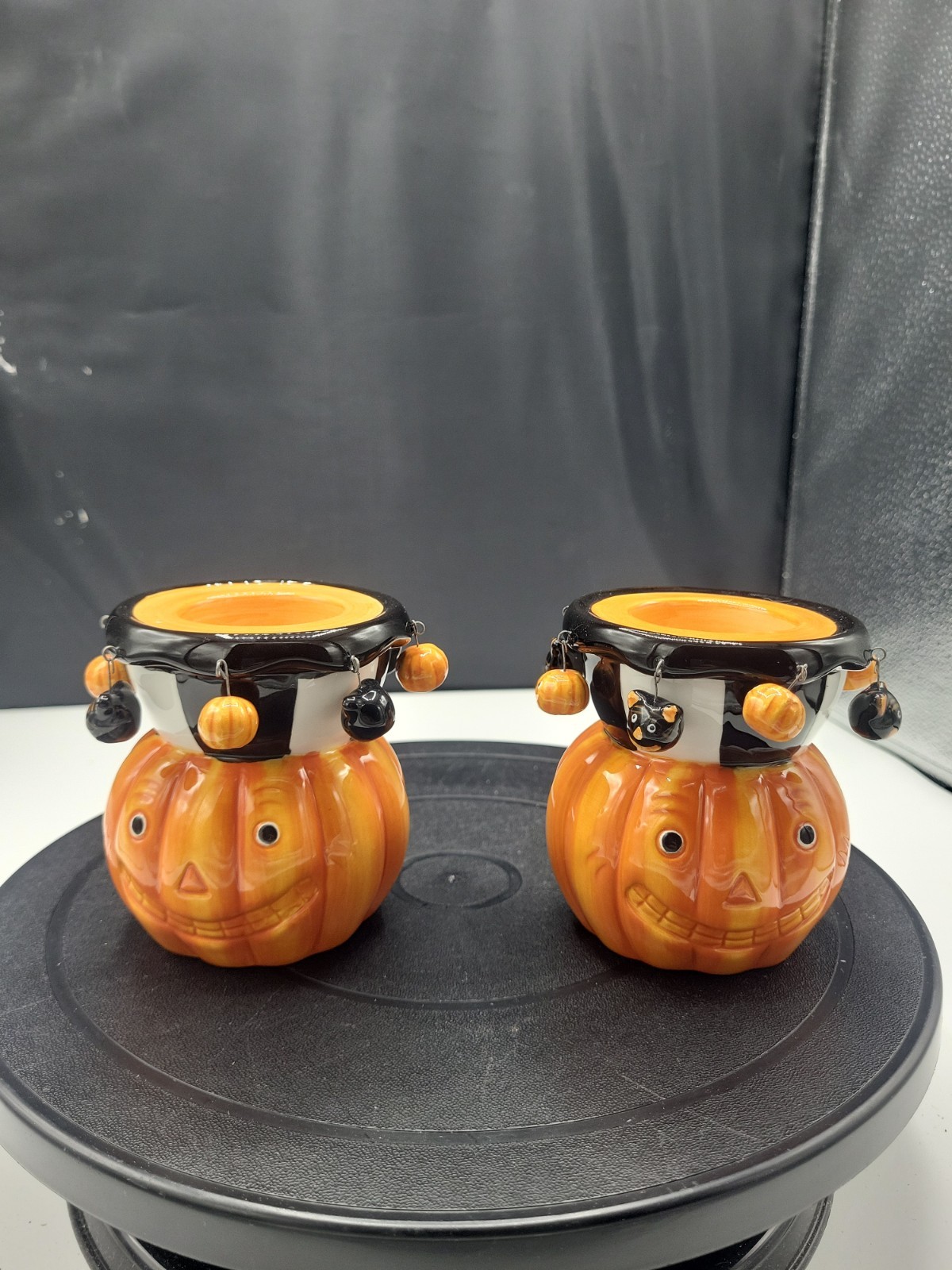 2 Hallmark Pumpkin Dangle Tealight Holder
