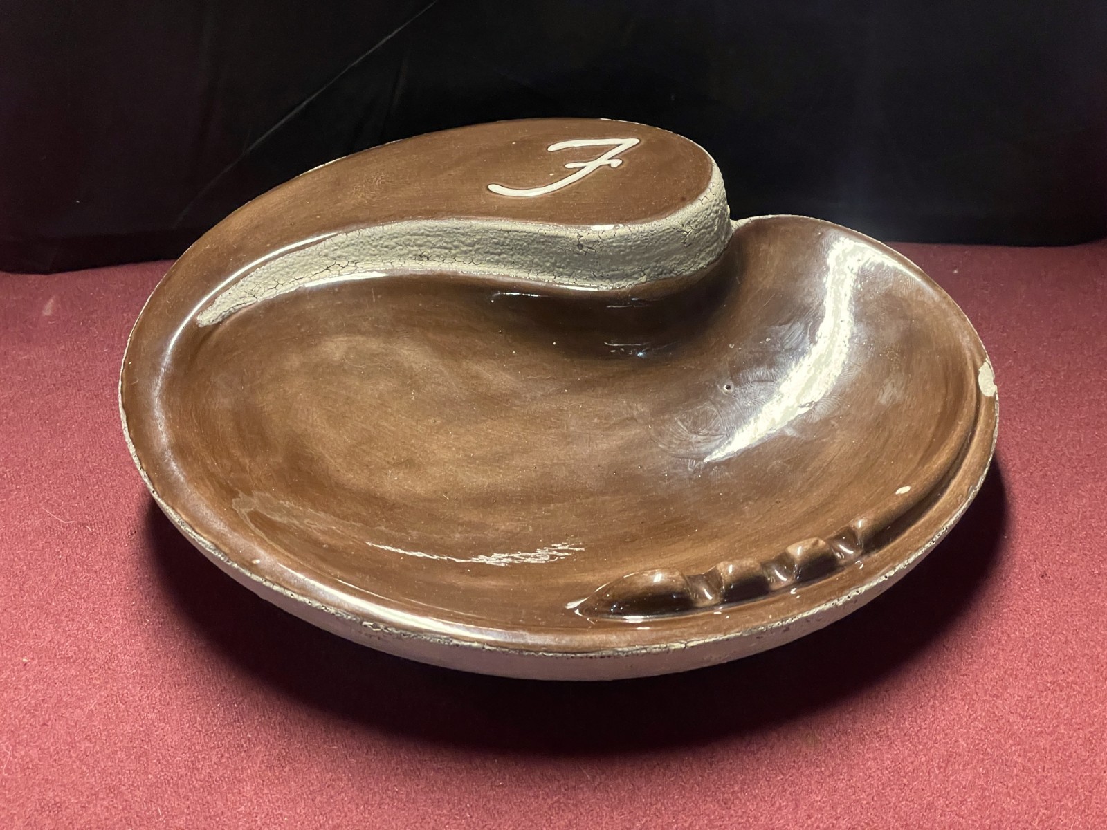 1983 Modern Vintage Ceramic Ashtray Monogram 