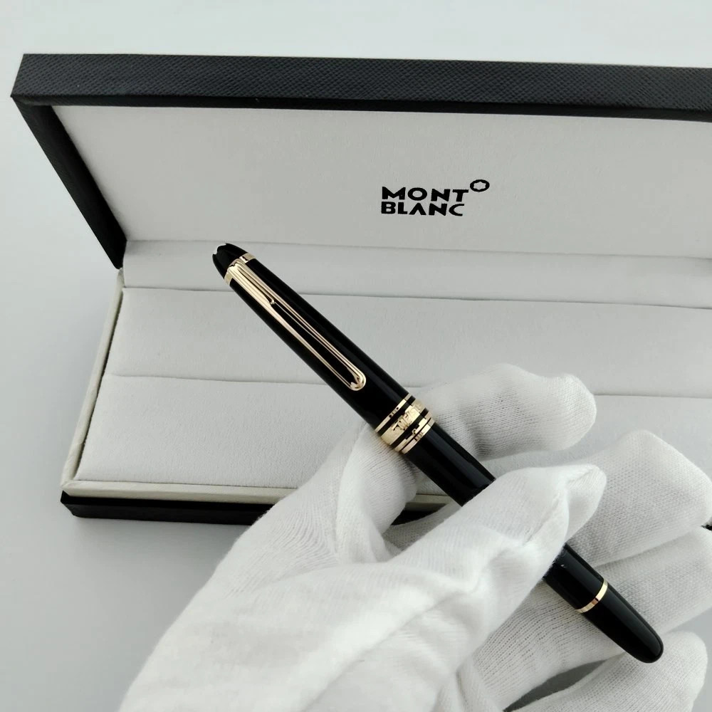 New Montblanc Meisterstuck 163 Rollerball Pen Black/Gold Trim w/ Gift Box