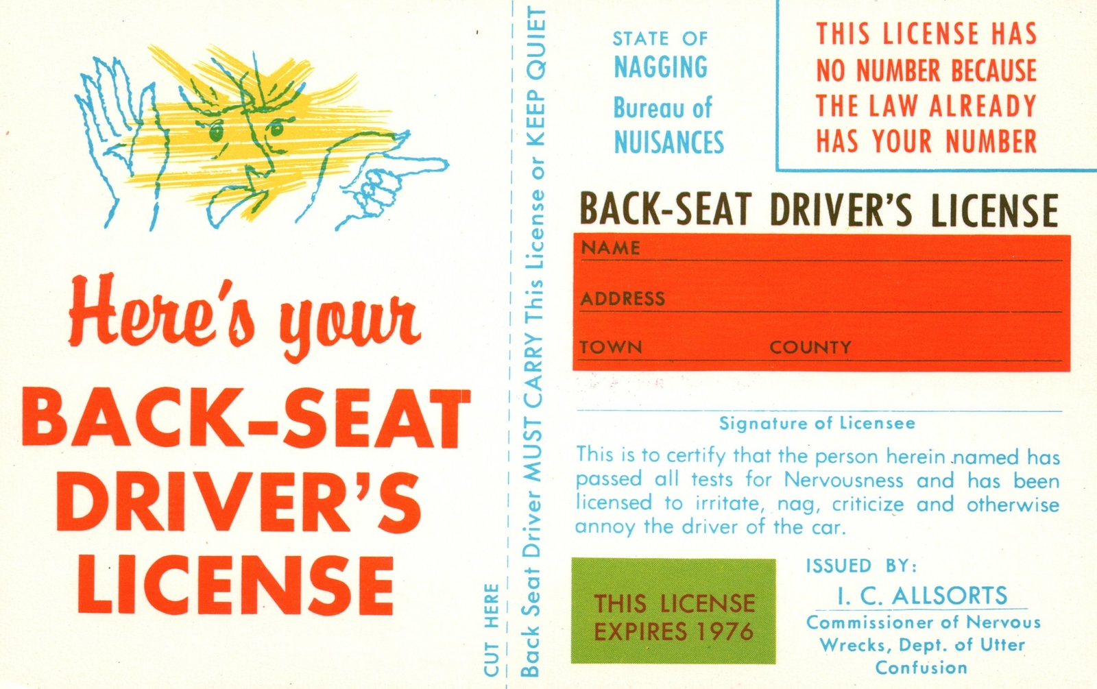Vintage Postcard Here Is Your Boxy Driver\'s License Poster License Issuance