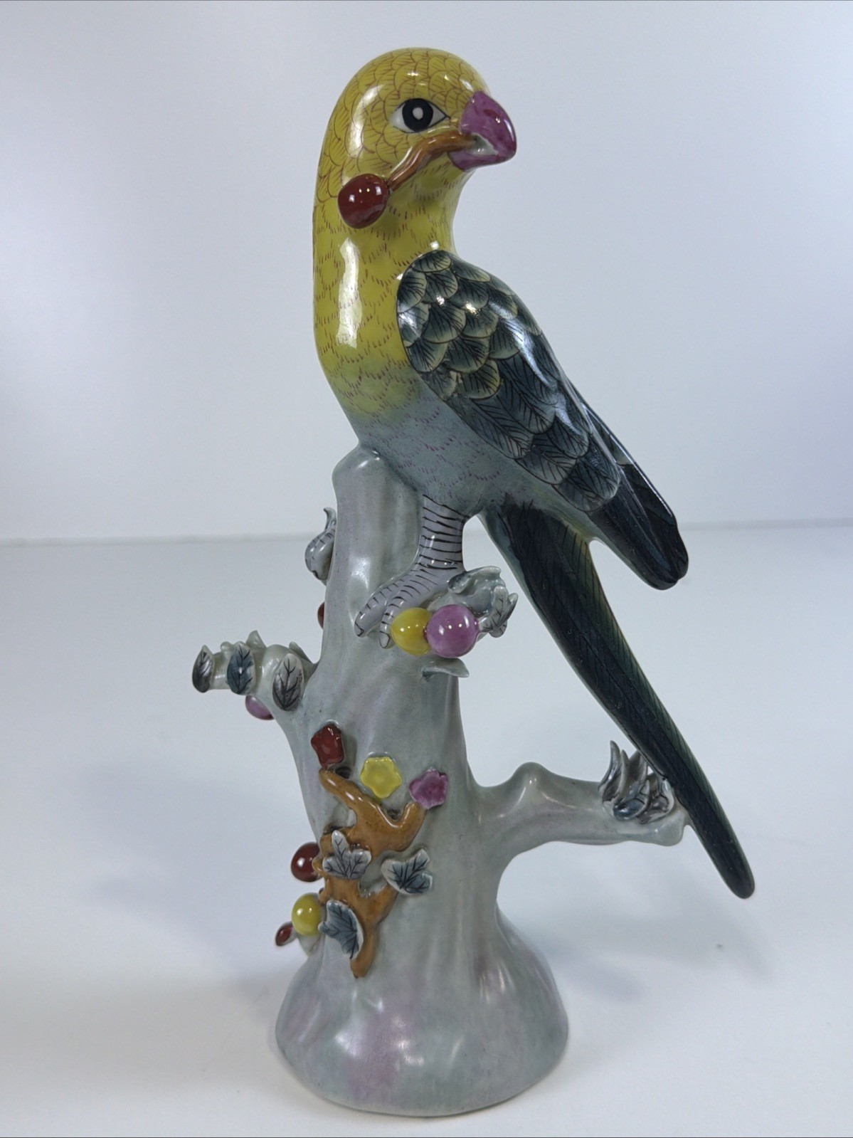 VTG Parrot Bird  Ceramic Figurine 10.5” Made In PRC - Asian China Oriental VGC