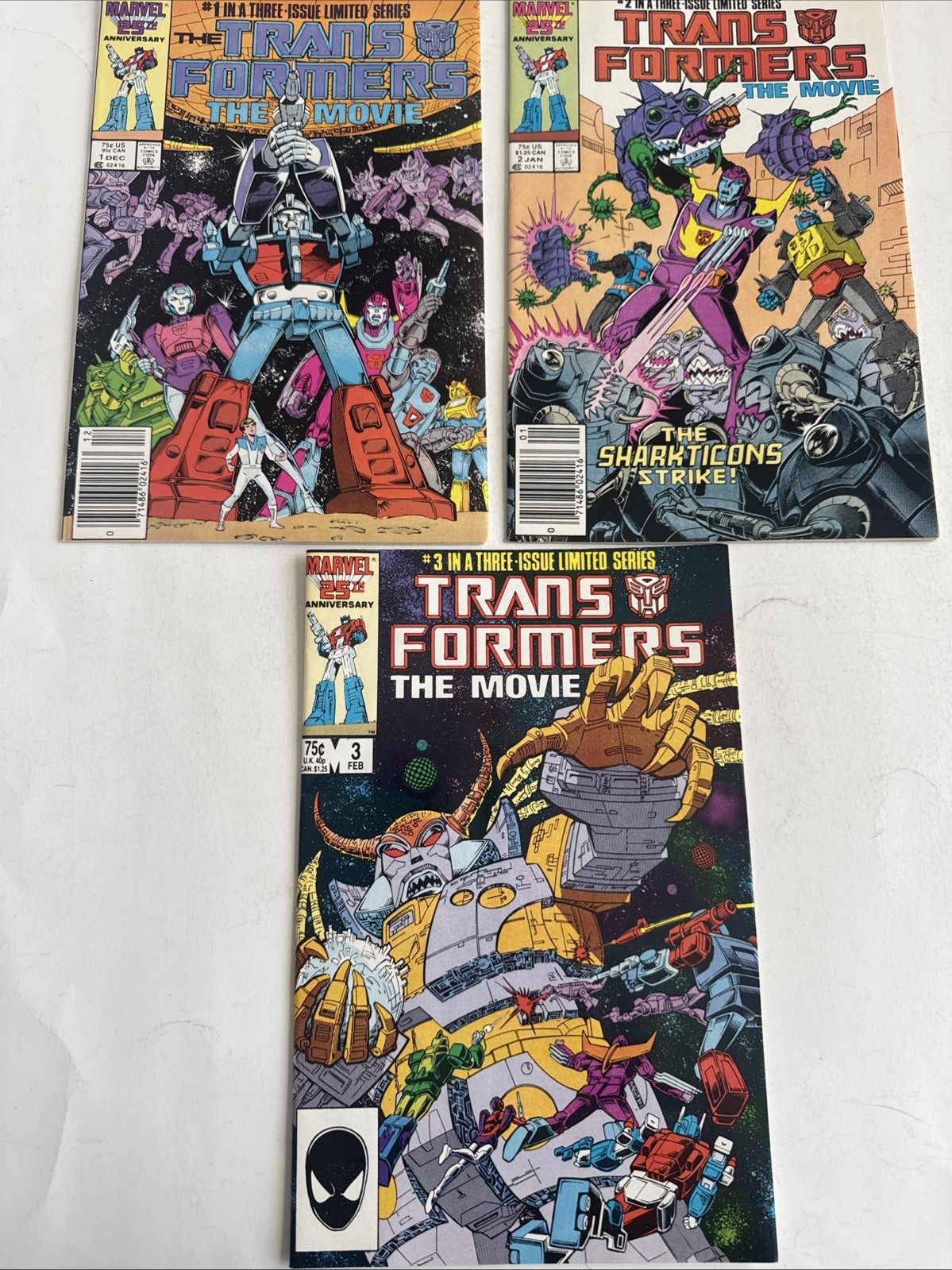 Transformers The Movie Complete Adaptation 1 VF+ 2 3 GD/VG Marvel 1986 1-3