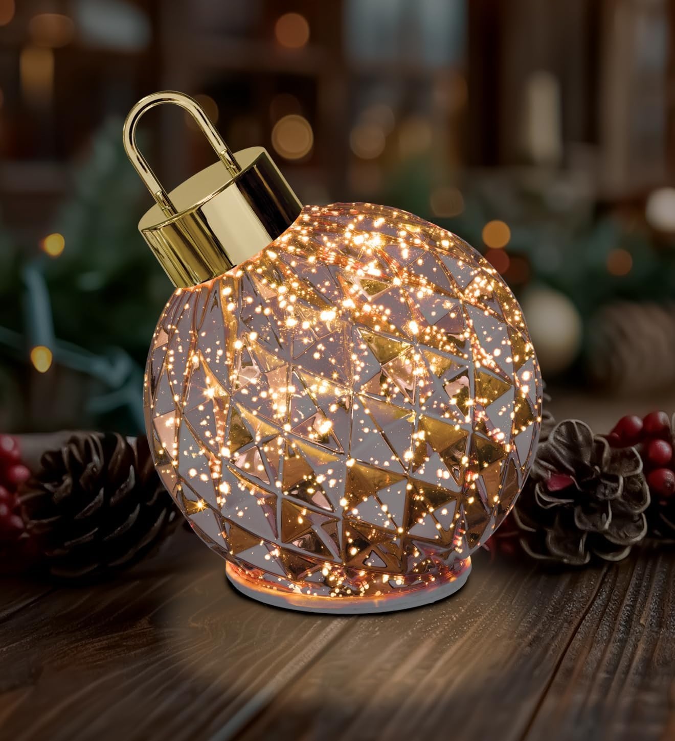 Regal Art & Gift 7in LED Spinning Ornament Iridescent Copper Tabletop NEW in Box