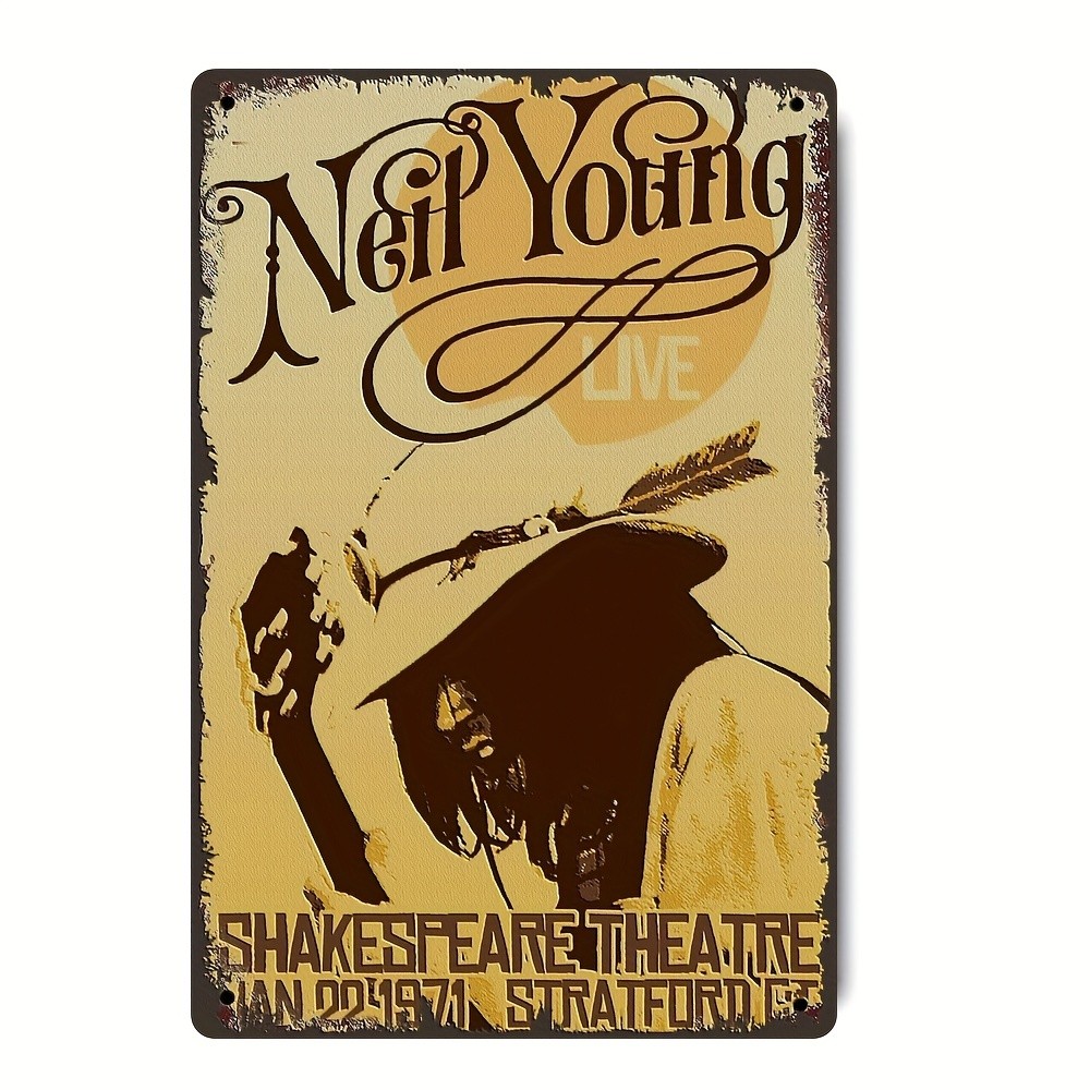 Neil Young Vintage Tin Metal Signs Home Décor 8x12 Ideal for Man Caves, Bars, Ga
