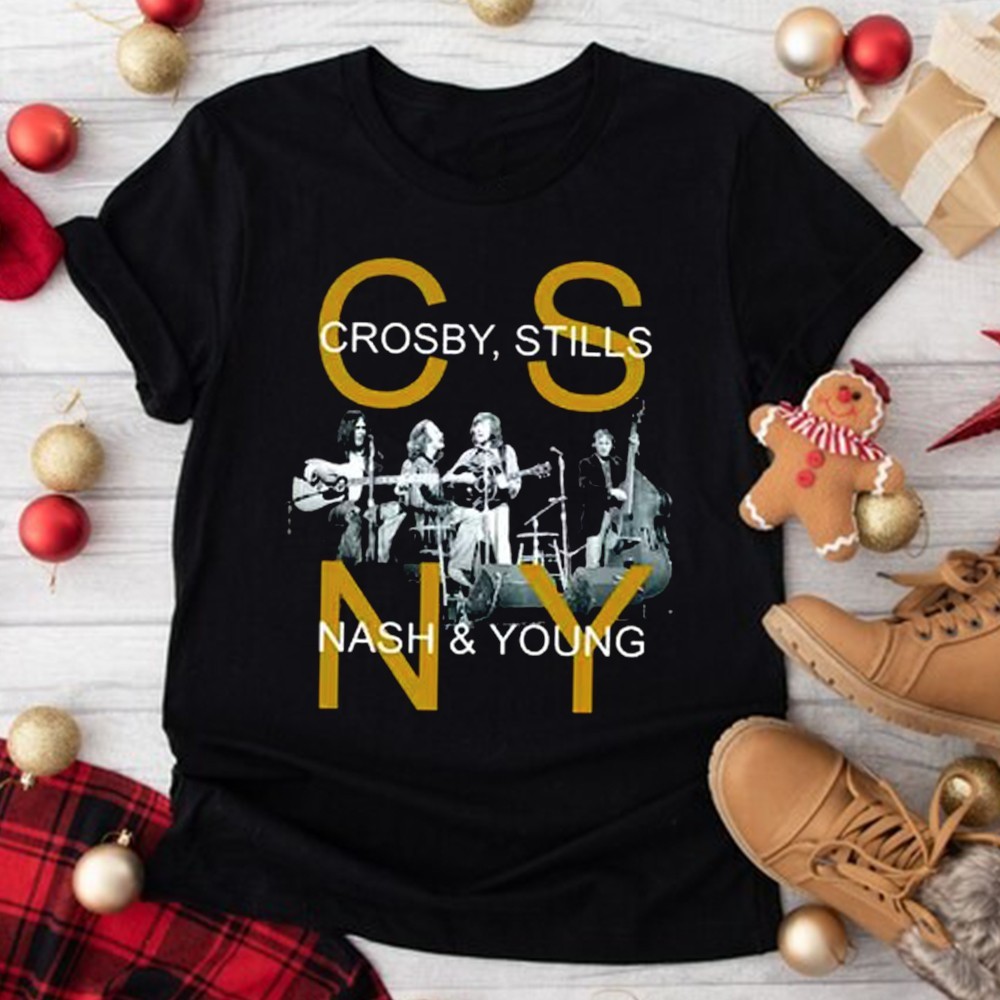 New Crosby Stills Nash And Young Men Black S-235XL Tee 20D2057