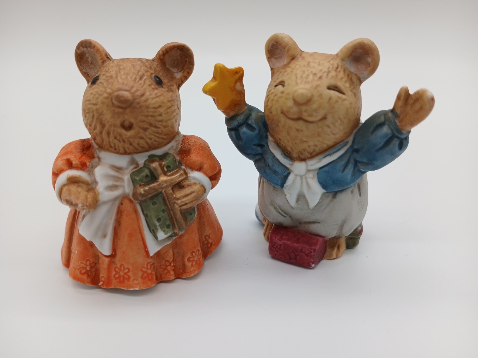 Vintage Tiny Porcelain Christmas Mice Mr and Mrs Christmas Mouse 