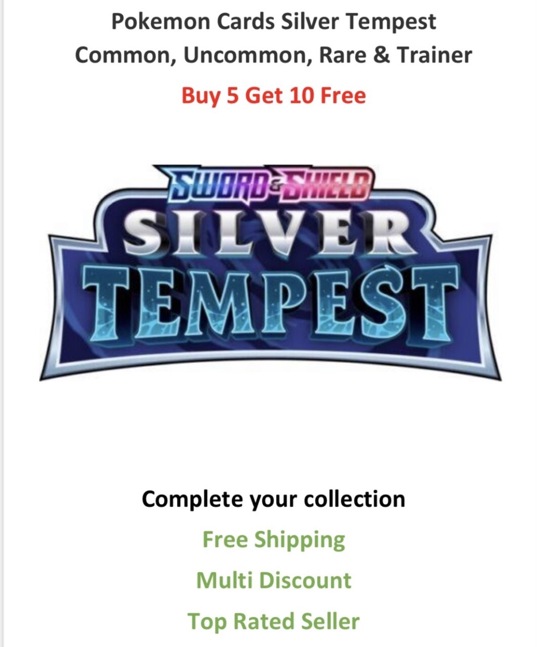 Pokemon Cards Silver Tempest Common, Uncommon, Rare & Trainer BUY 5 GET 10 FREE