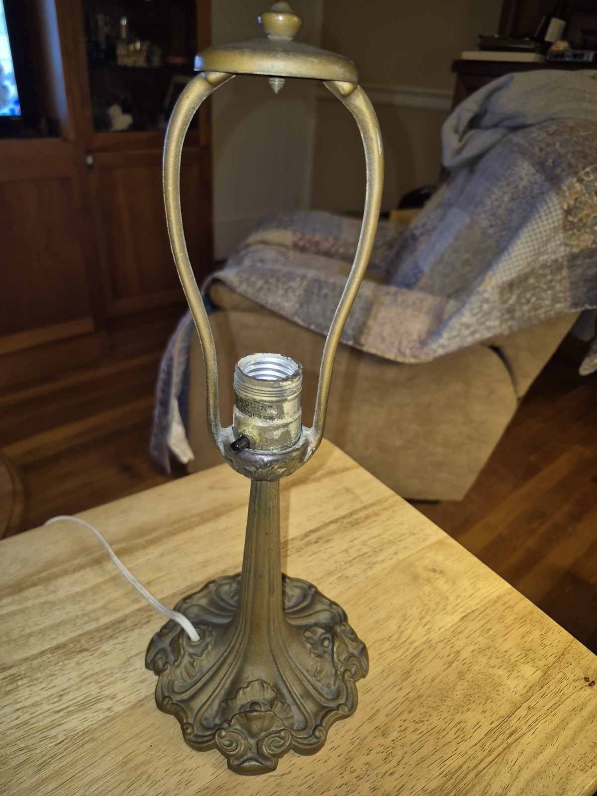 Antique Alladin Art Nouveau Cast Metal Lamp Base