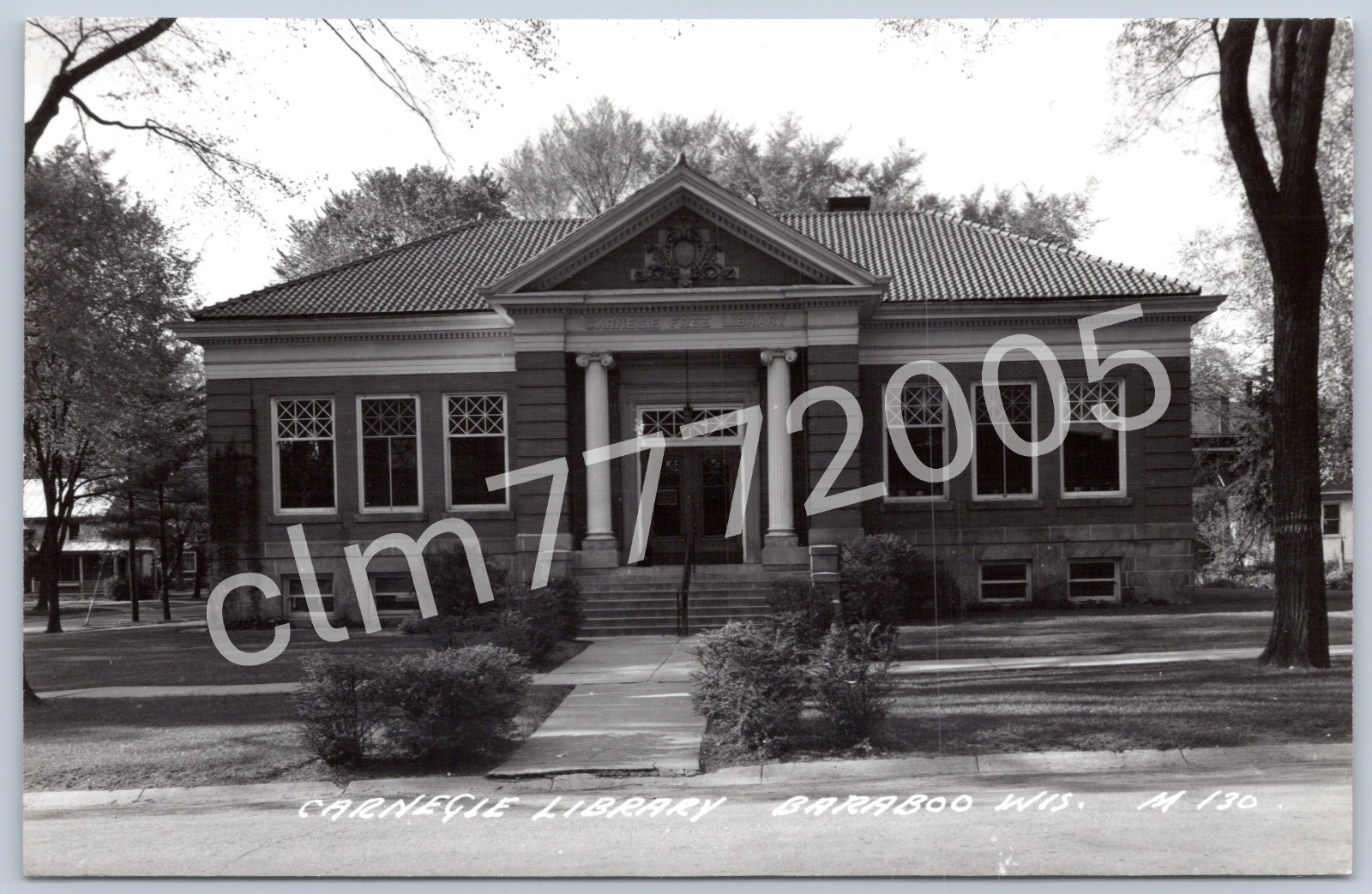 Postcard RPPC WI Baraboo Wisconsin Carnegie Library R181