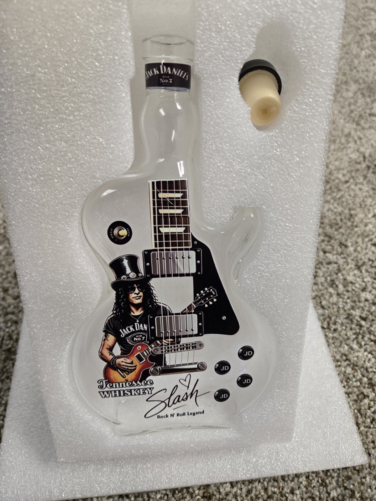 Jack Daniels Slash Signature Guitar Shaped Whiskey Decanter Bottle Open Box New