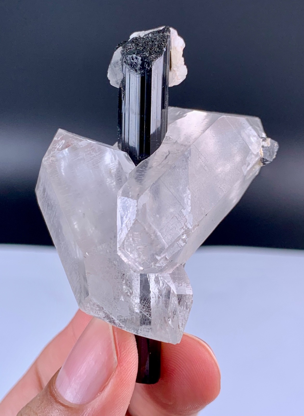63 Gram Beautiful Combo Of Twin Quartz With Black Tourmaline From Skardu Pak.