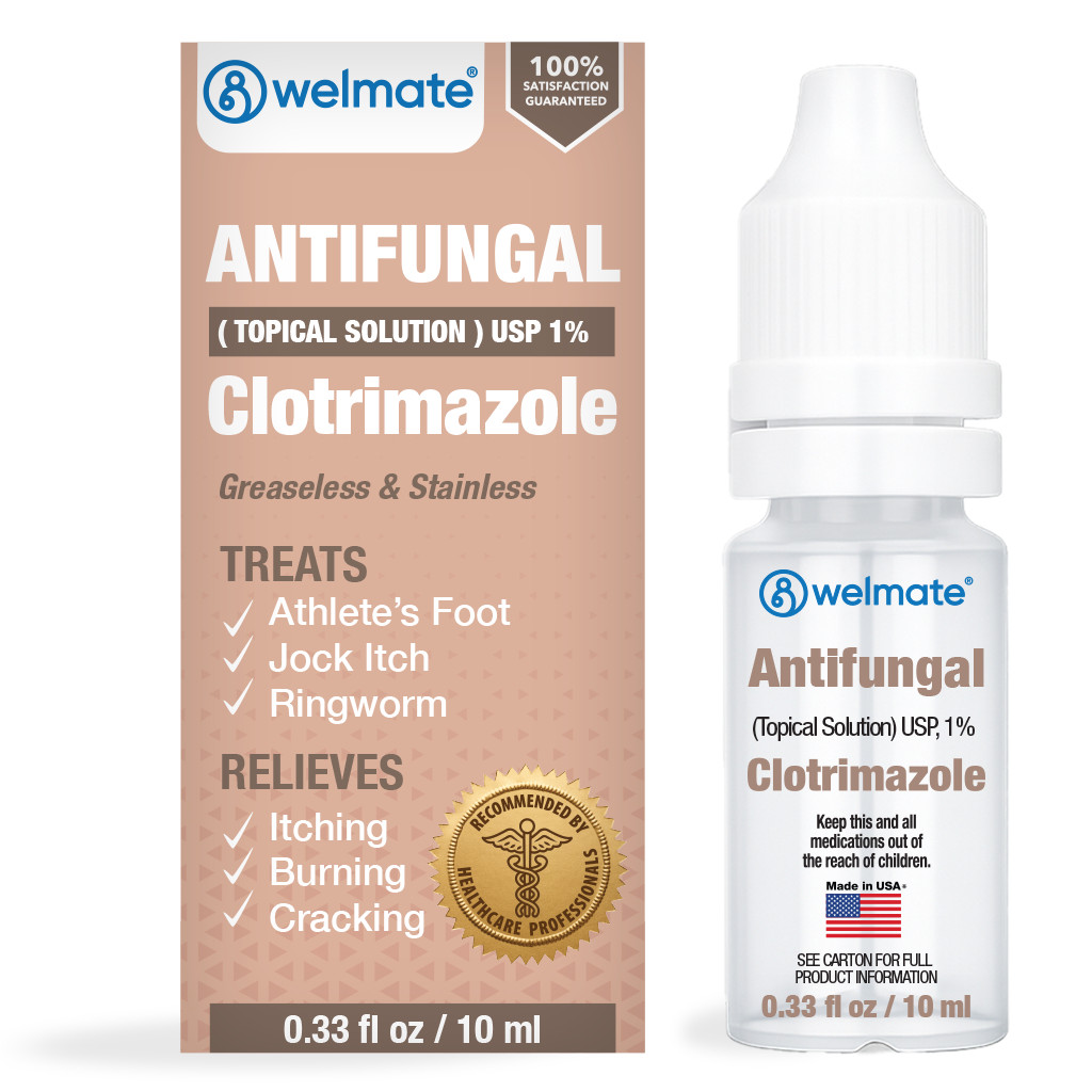 WELMATE Clotrimazole 1% Antifungal Solution | Itch Relief | 0.33 fl oz Exp 12/27