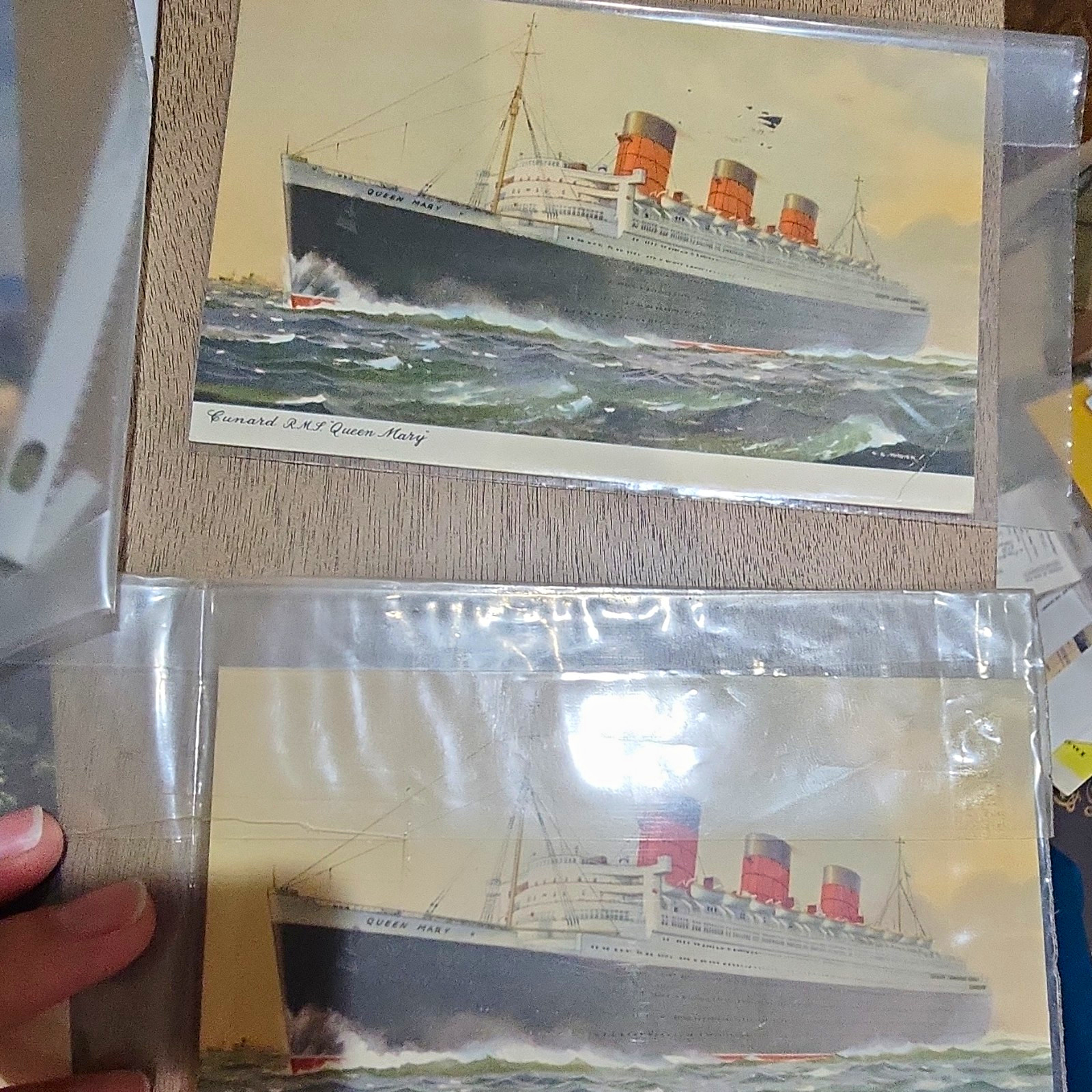 Vintage 1956 RMS Queen Mary Cunard Line Lot - Abstract of Log, Programme & Postc