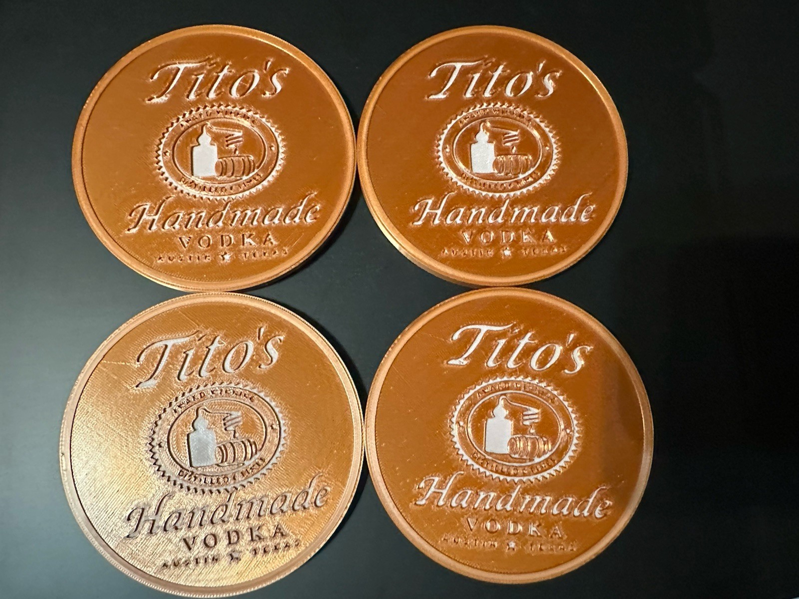 Tito\'s Handmade Vodka Copper Colored Coasters Set Of 4