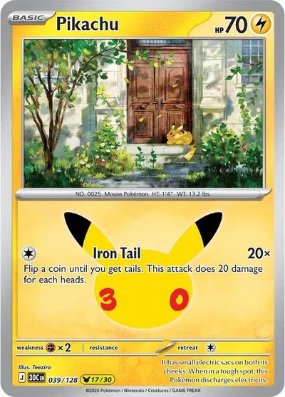 Pokémon - Pikachu 039/128 (17/30) - 30th Anniversary