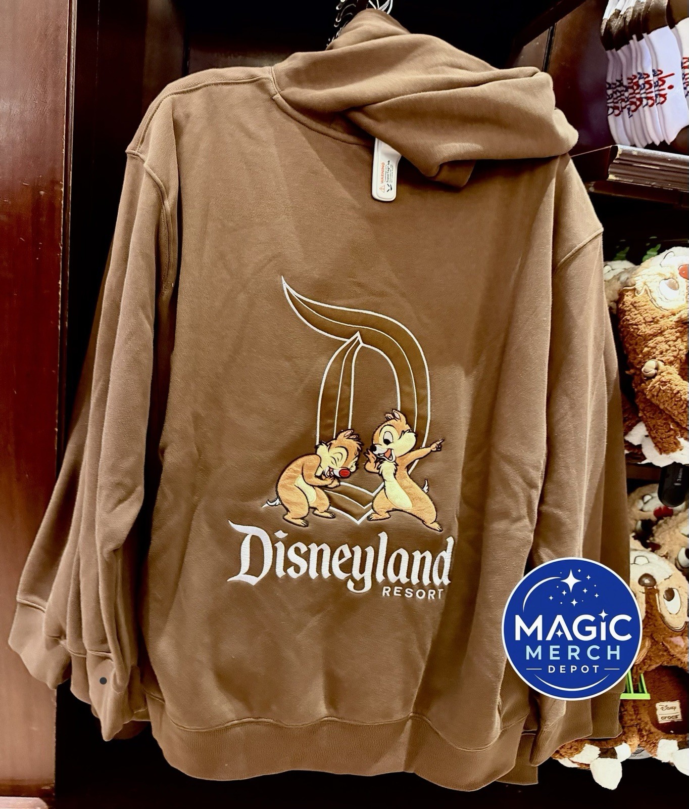 NWT 2026 Disney Parks Classic D Chip & Dale Brown Pullover Hoodie ALL SIZES