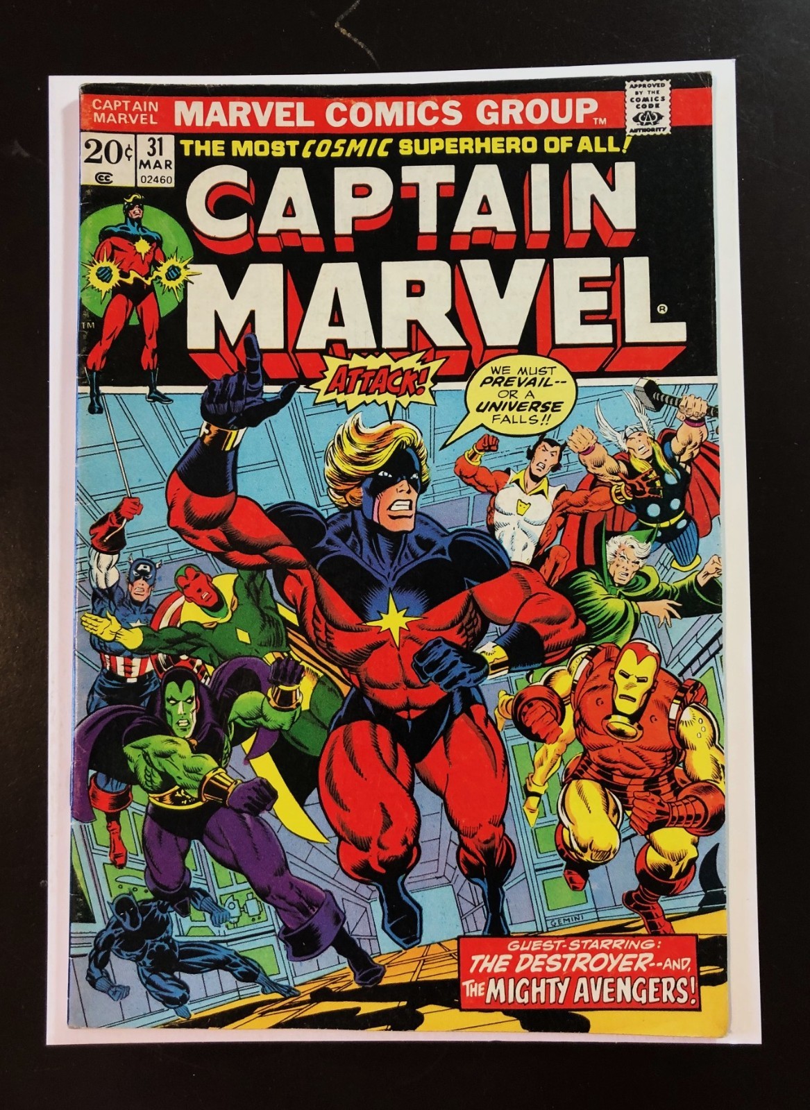 Captain Marvel #31. VGFN 5.0. Drax the Destroyer, Avengers, Thanos App. 1974.