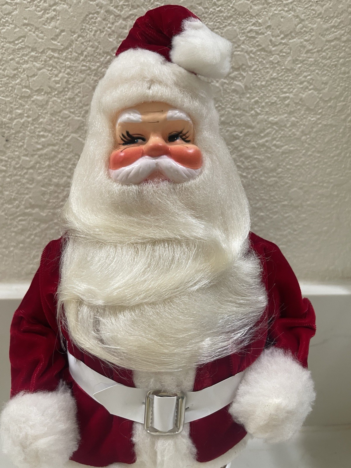 Vintage Large Santa Claus Velveteen  16” Doll Figure Kitschy Christmas