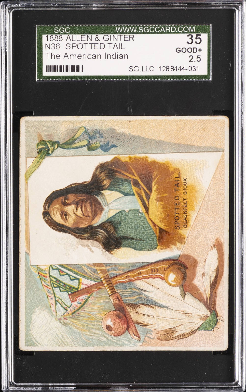 1888 ALLEN & GINTER THE AMERICAN INDIAN #N36 SPOTTED TAIL SGC 2.5