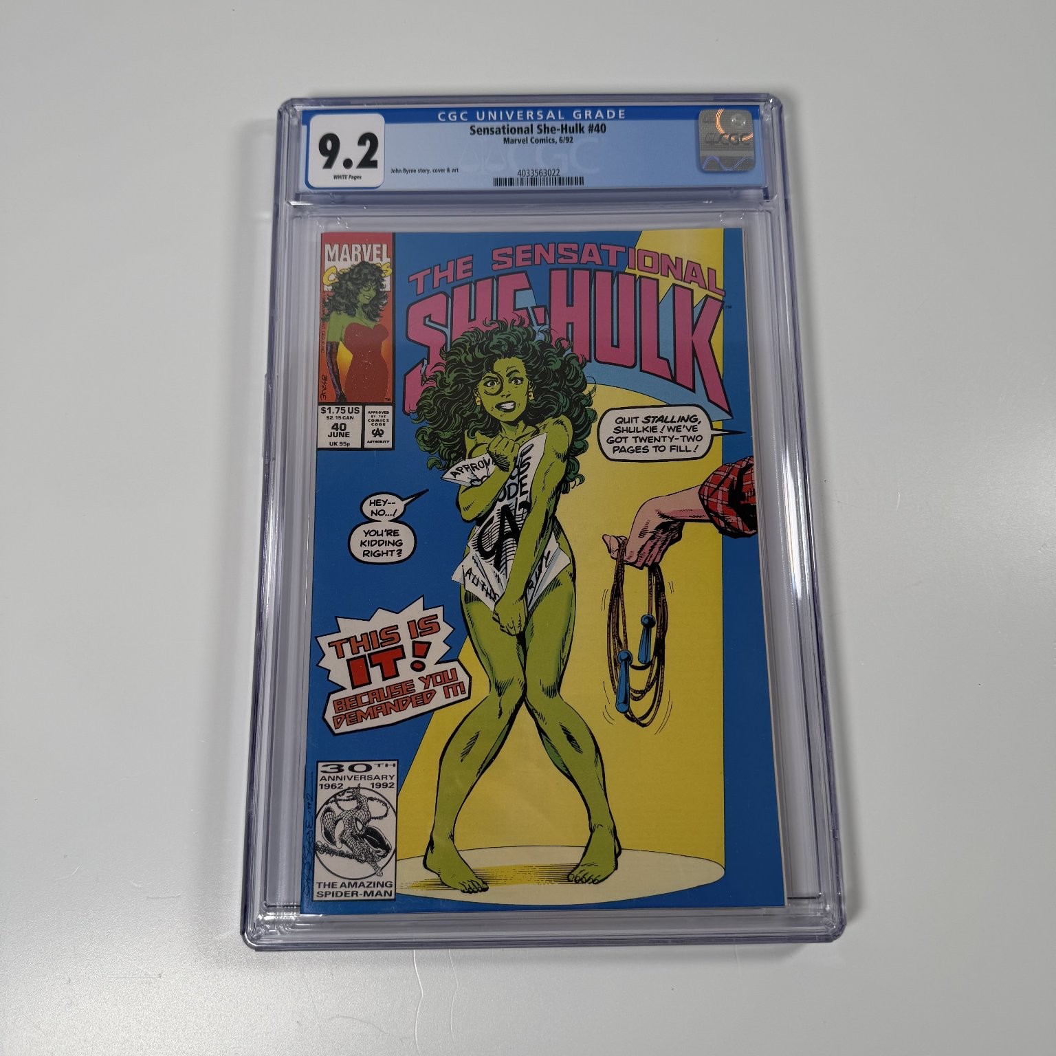 The Sensational She-Hulk #40 CGC 9.2 White Pages Marvel John Byrne