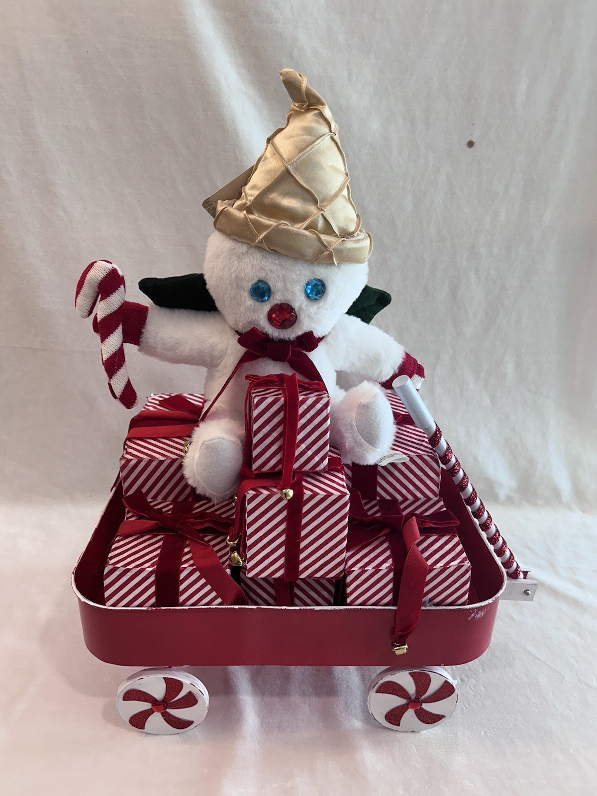 Mr Bingle Trimsetter New Orleans Bingle On Metal Wagon With Gifts 18 X 22 X 10