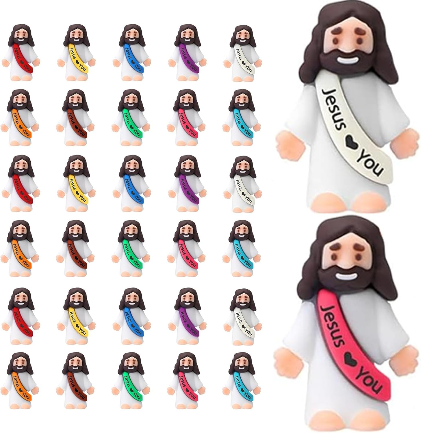 30PCS Little Jesus Figures, Mini Jesus Figurines in Bulk, Multicolor Tiny Jesus