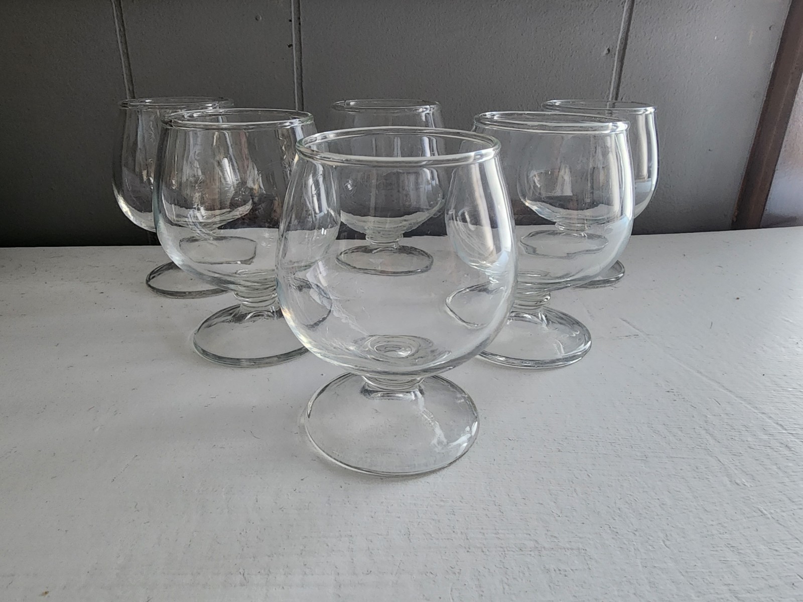 Set Of 6  Vintage Glass Mini Brandy Snifters Shot Glasses Bareware Retro 50s