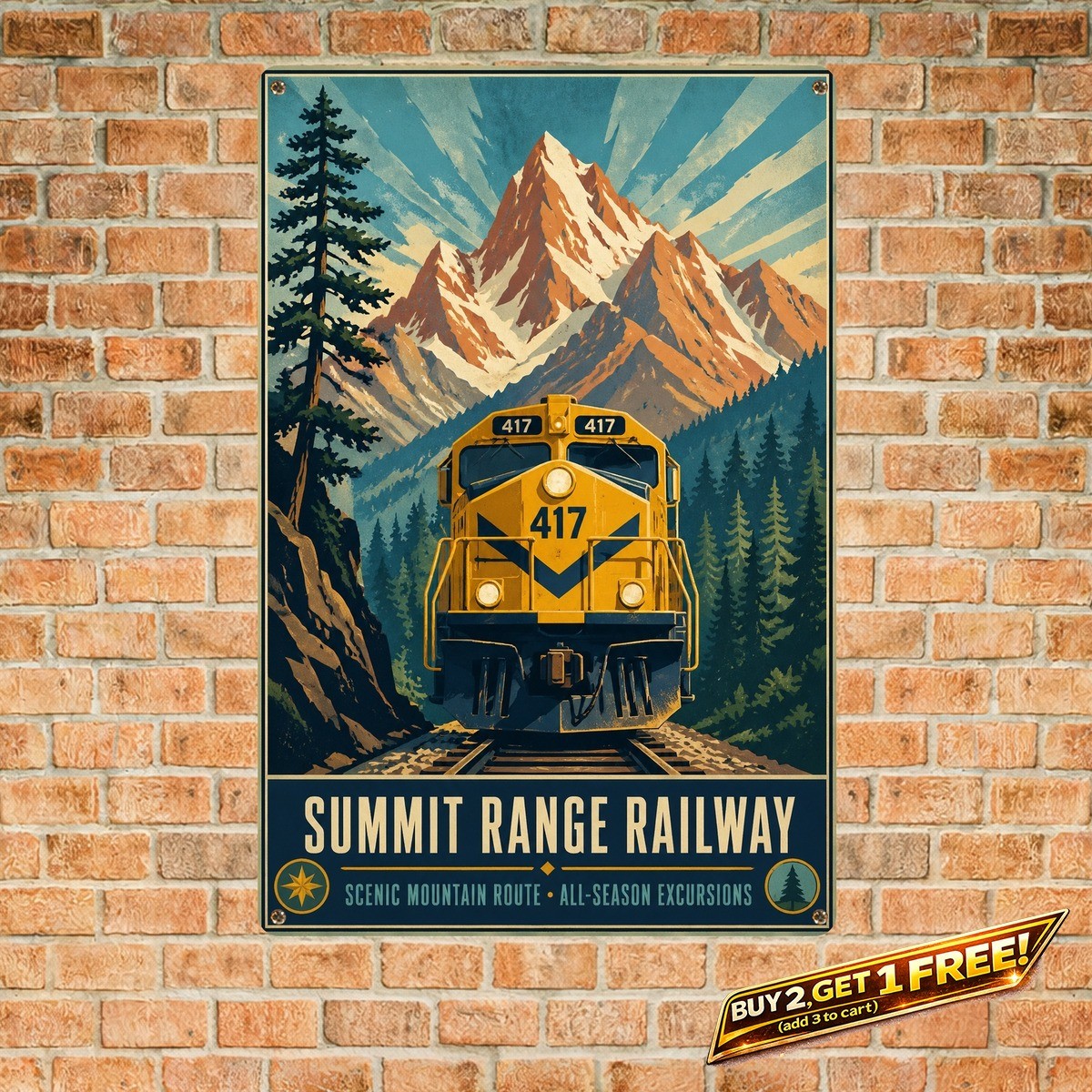 Retro United Steam Train Railway Metal Wall Art Tin Sign 8x12