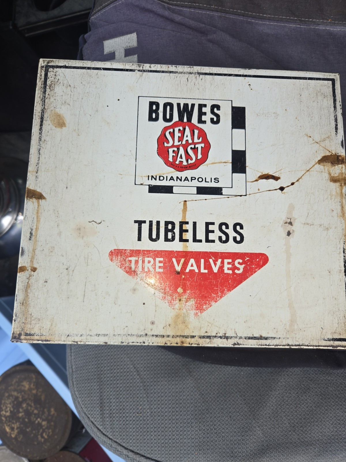 Vintage Bowes Tubeless Tire Valves Cabinet Rare HTF