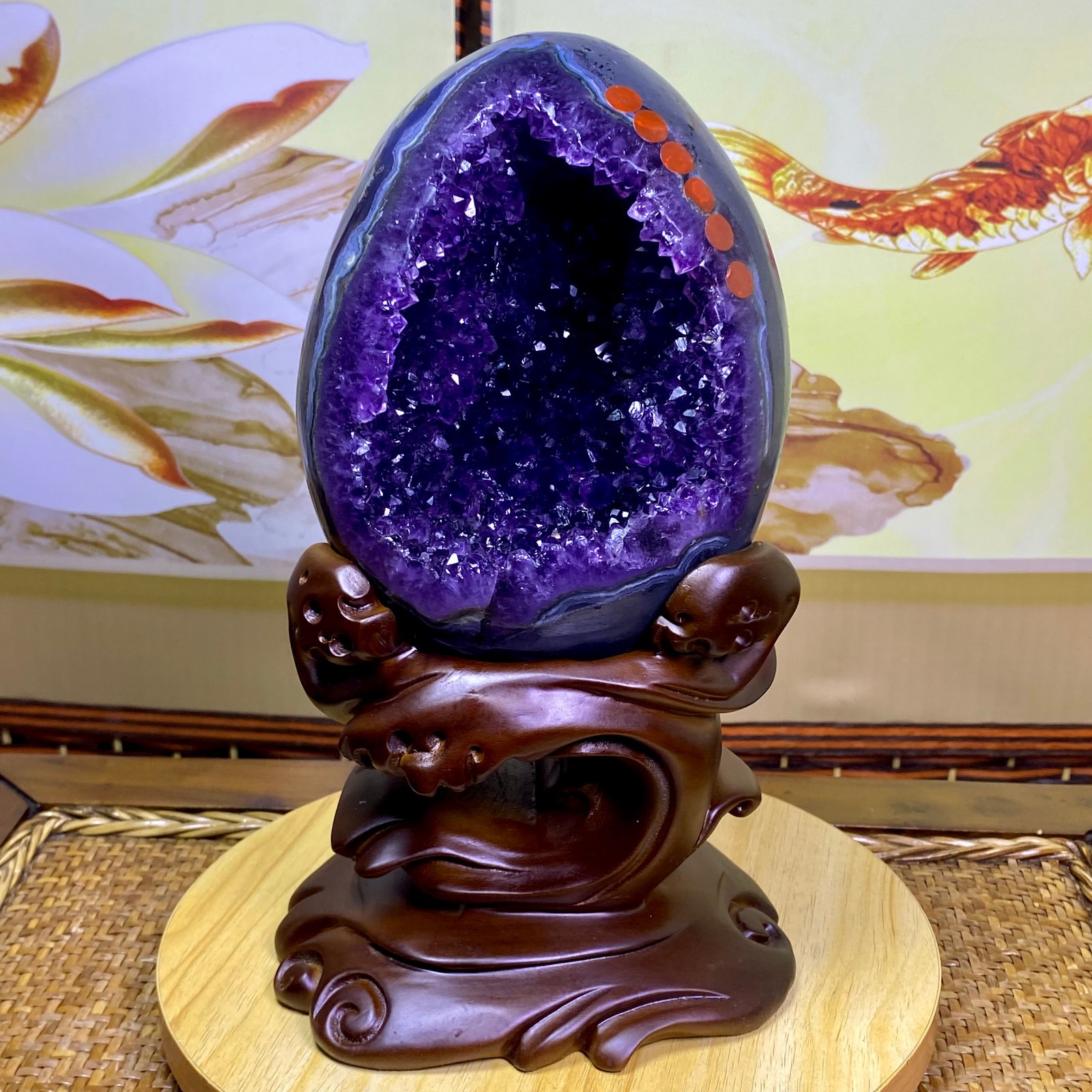 9.89LB Large Natural Amethyst geode quartz cluster crystal Egg specimen Healing