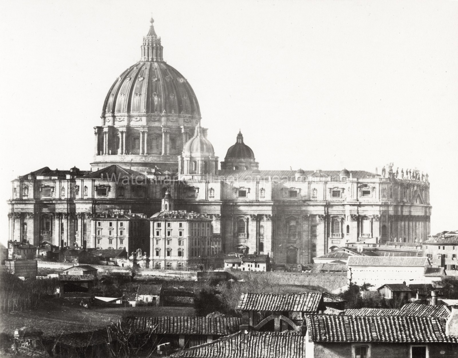 Rome Italy St. Peter\'s Cathedral Vatican Cityscape Dome Vtg. Photo 19thC.