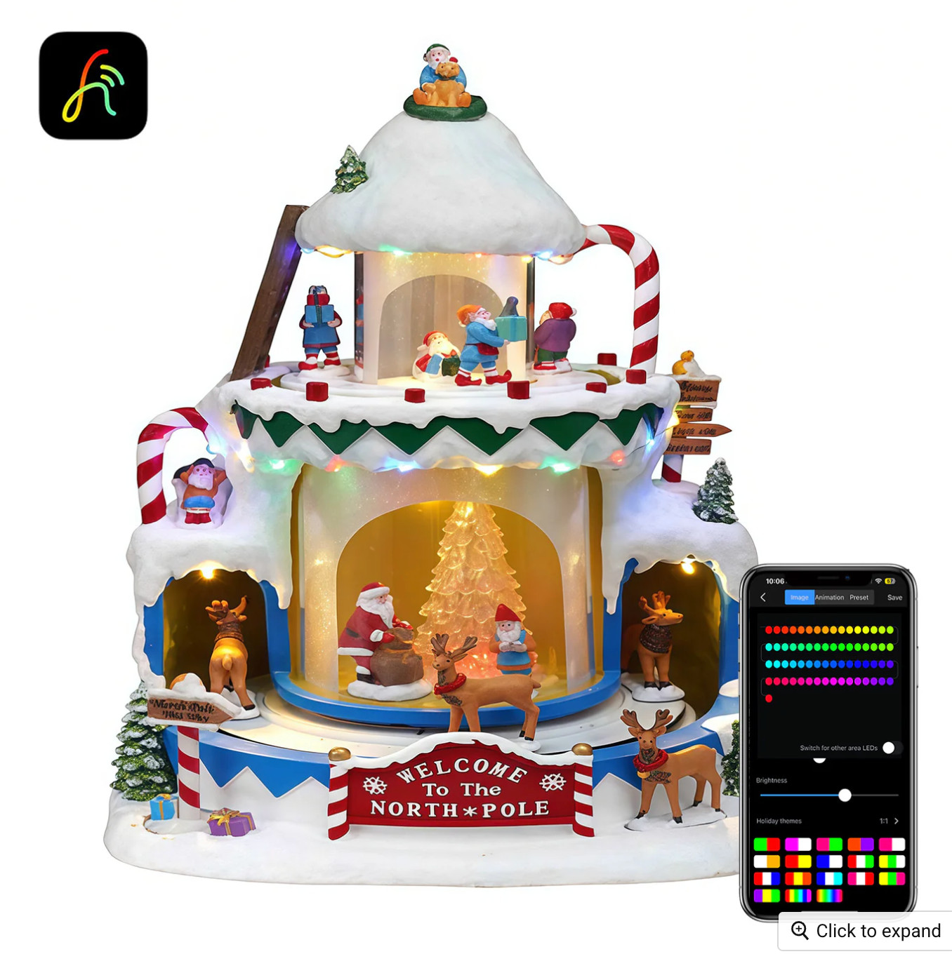 Christmas Village carnival Animated Musical Arctic scene elf double rotation fun Christmas Village carnival Animated Musical Arctic scene elf double rotation fun