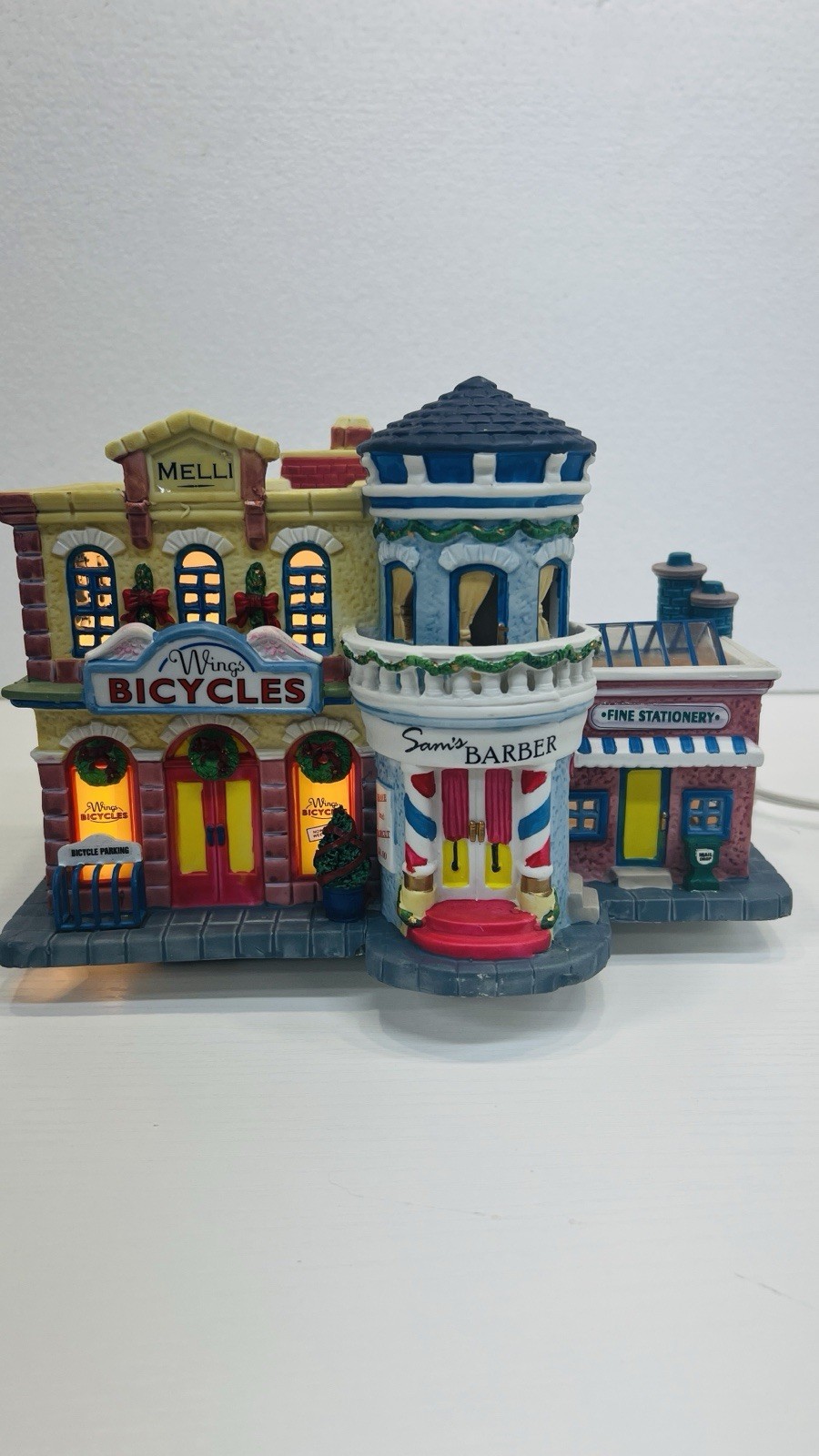Lemax Plymouth Corners “ Bike, Barber, & Stationary Shop” 85693 RARE & NEW 