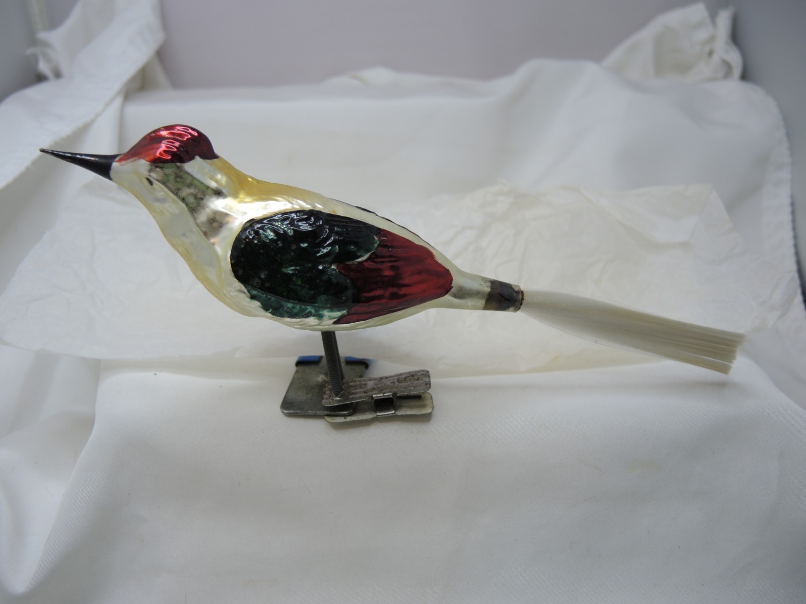 Vintage Christmas Ornament Bird Clip On West German Made