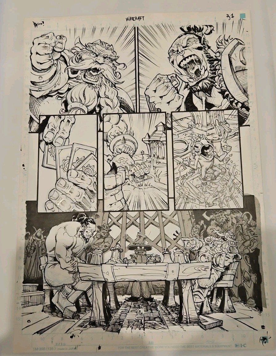 Eskivo Original Unpublished Comic Book Art Page 1 B&W Inked Warcraft
