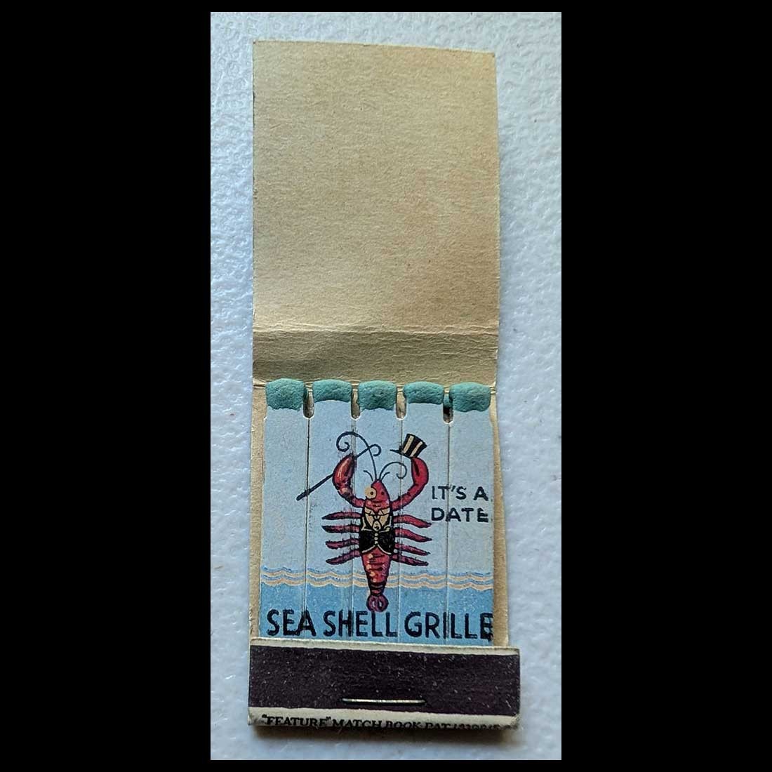 Feature Matchbook Full Book Sea Shell Grille - East River, Connecticut
