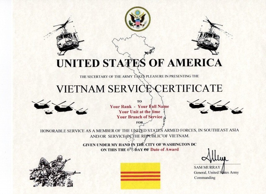 Republic of Viet Nam (Vietnam) Service Certificate