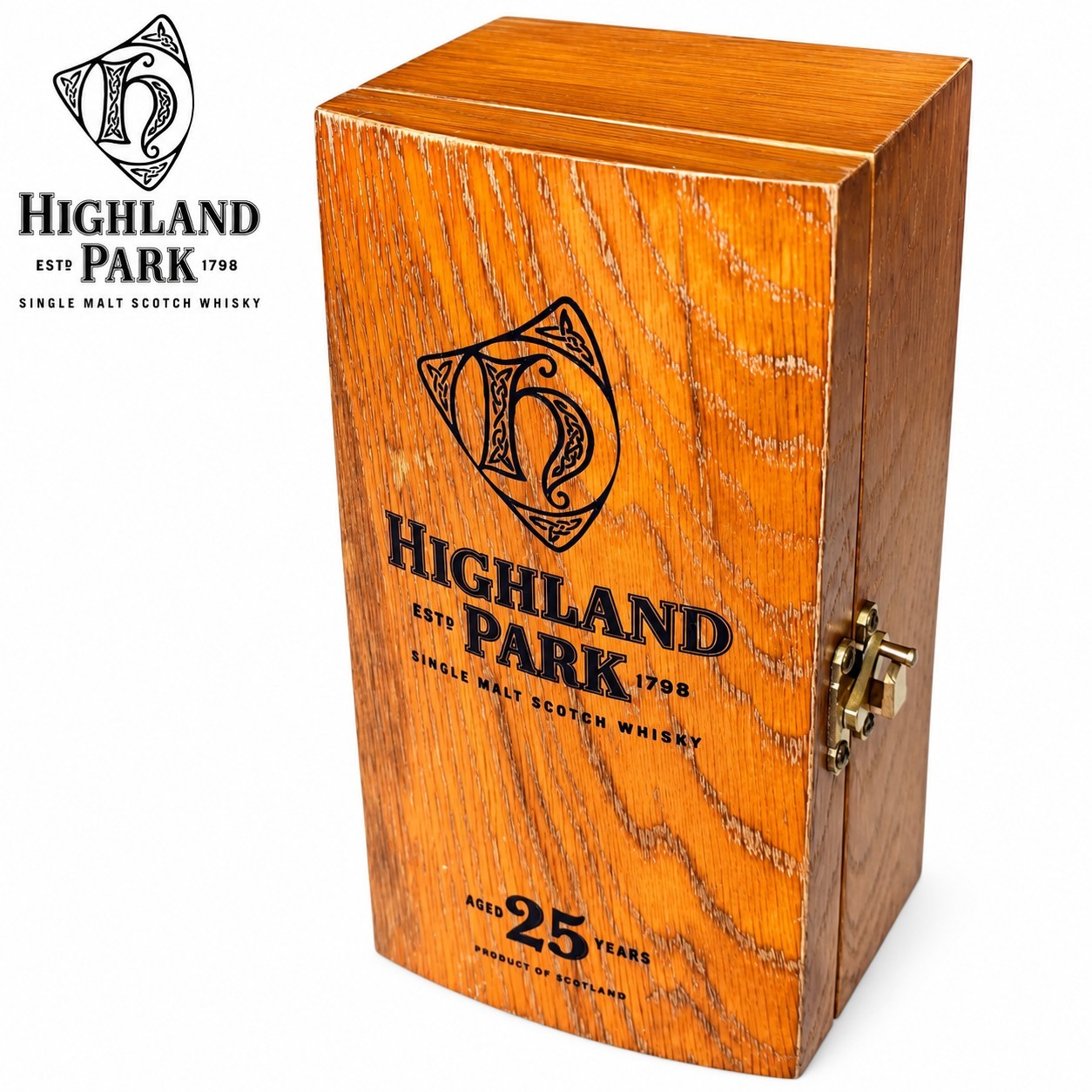 Highland Park 25 Year Old Oak Wooden Whisky Presentation Box Empty Collectable