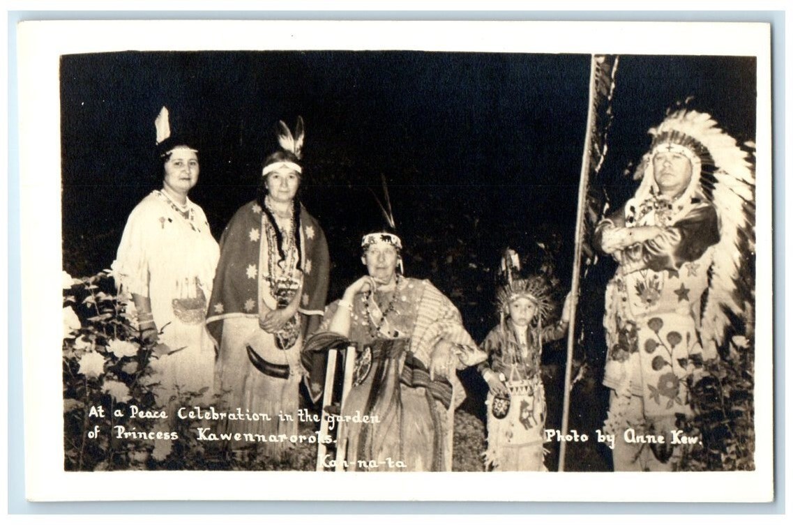 c1950\'s Peace Celebration Women Man Boy Child Kawennaroroks RPPC Photo Postcard