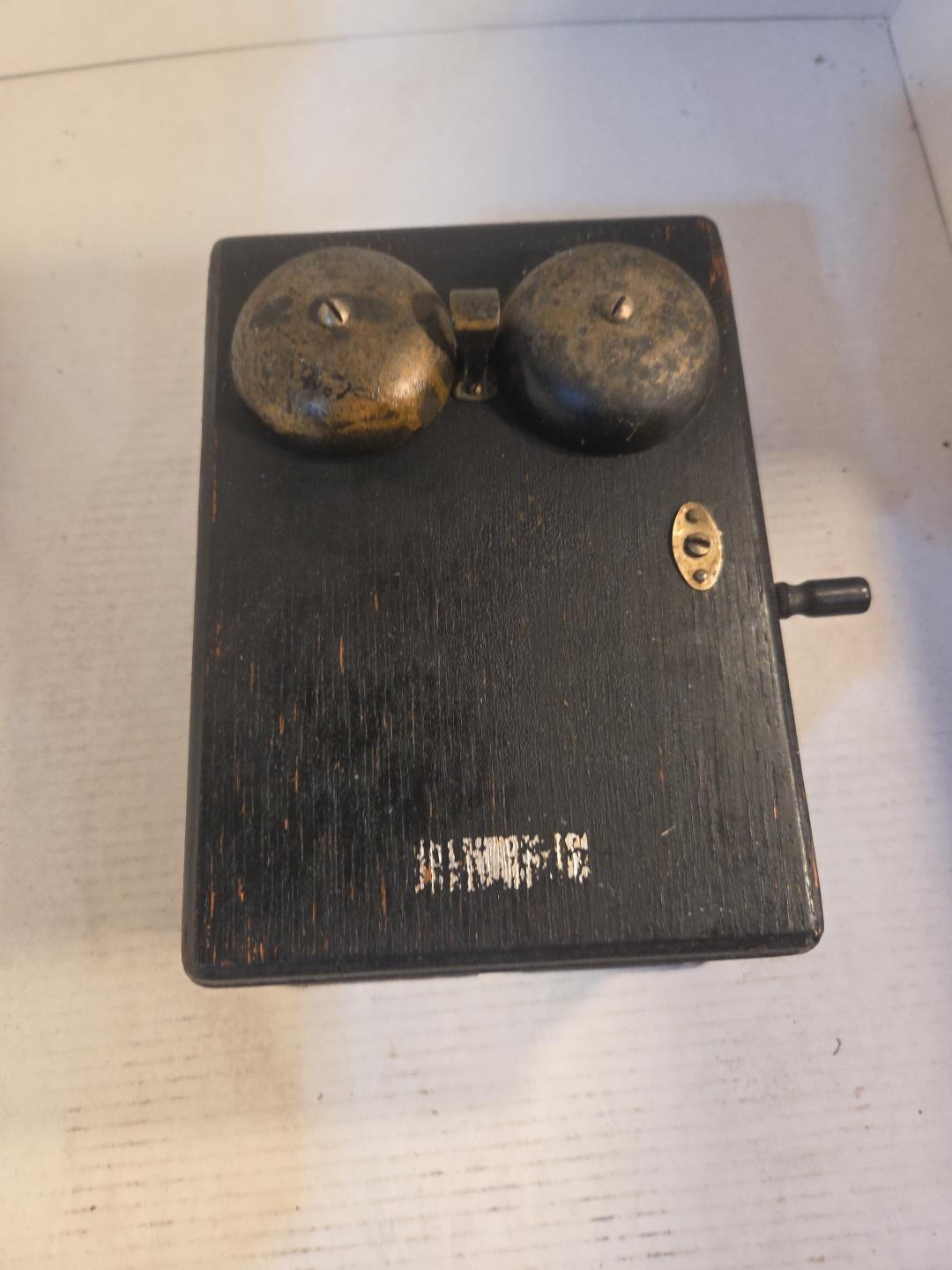 Antique early 1900s magneto crank telephone ringer box twin bell parts Phone 