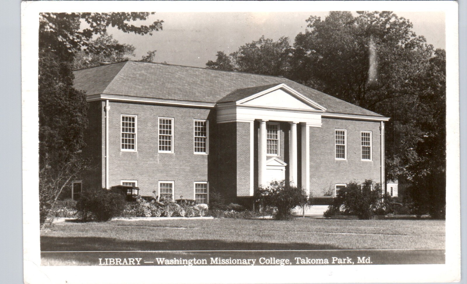 MISSIONARY COLLEGE LIBRARY takoma park md real photo postcard rppc maryland