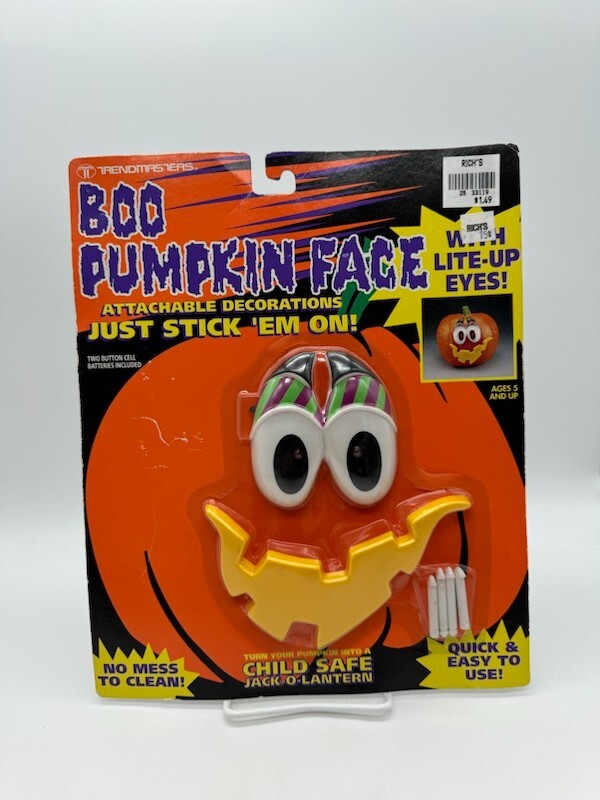 Vintage 1991 Trendmasters Boo Pumpkin Face Jack O Lantern Decorating Kit New