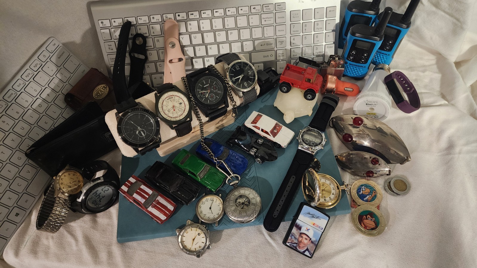 Huge Junk Drawer Lot Watches Electronics Toys NASCAR Disney Radios As Is