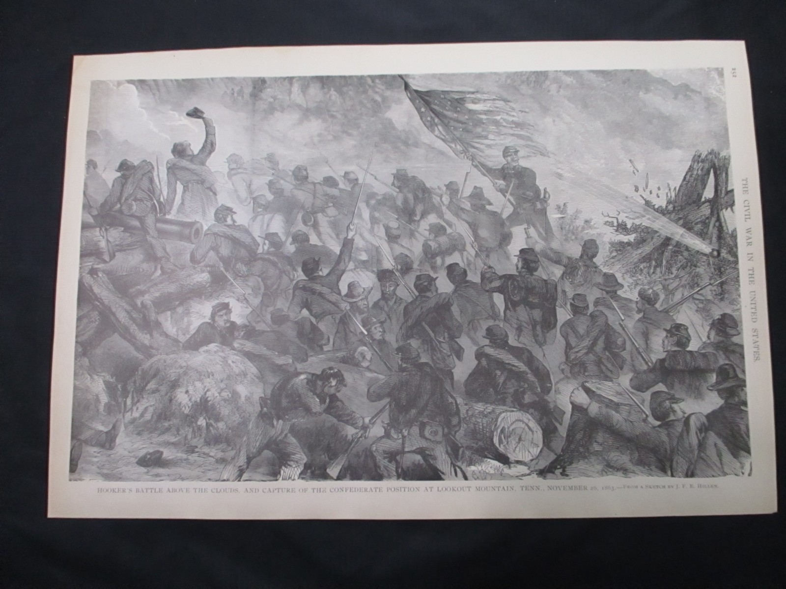 1884 Civil War Print- Battle Above The Clouds, Lookout Mountain, Tennessee