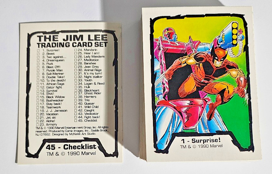 1990 COMIC IMAGES MARVEL COMICS JIM LEE SERIES 1 COMPLETE 45 CARD SET